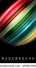 Abstract wave lines fluid rainbow style color stripes on black background. Vector artistic illustration for presentation, app wallpaper, banner or poster