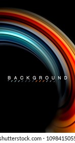 Abstract wave lines fluid rainbow style color stripes on black background. Vector artistic illustration for presentation, app wallpaper, banner or poster