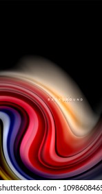 Abstract wave lines fluid rainbow style color stripes on black background. Vector artistic illustration for presentation, app wallpaper, banner or poster