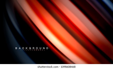 Abstract wave lines fluid rainbow style color stripes on black background. Vector artistic illustration for presentation, app wallpaper, banner or poster