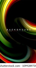 Abstract wave lines fluid rainbow style color stripes on black background. Vector artistic illustration for presentation, app wallpaper, banner or poster