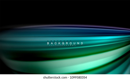 Abstract wave lines fluid rainbow style color stripes on black background. Vector artistic illustration for presentation, app wallpaper, banner or poster