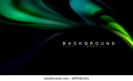 Abstract wave lines fluid rainbow style color stripes on black background. Vector artistic illustration for presentation, app wallpaper, banner or poster