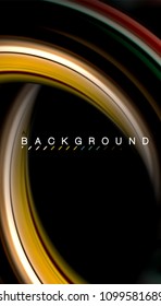 Abstract wave lines fluid rainbow style color stripes on black background. Vector artistic illustration for presentation, app wallpaper, banner or poster