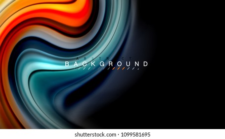 Abstract wave lines fluid rainbow style color stripes on black background. Vector artistic illustration for presentation, app wallpaper, banner or poster