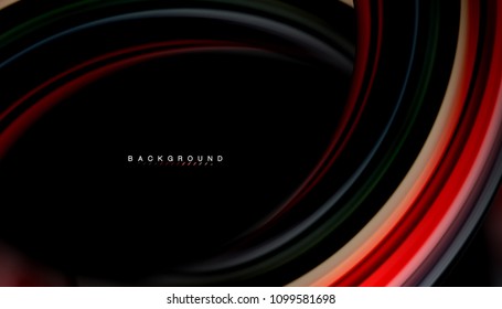 Abstract wave lines fluid rainbow style color stripes on black background. Vector artistic illustration for presentation, app wallpaper, banner or poster