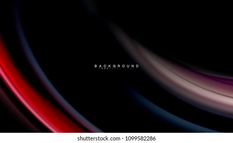 Abstract wave lines fluid rainbow style color stripes on black background. Vector artistic illustration for presentation, app wallpaper, banner or poster