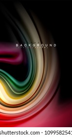 Abstract wave lines fluid rainbow style color stripes on black background. Vector artistic illustration for presentation, app wallpaper, banner or poster