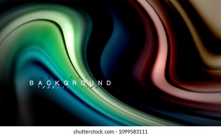 Abstract wave lines fluid rainbow style color stripes on black background. Vector artistic illustration for presentation, app wallpaper, banner or poster