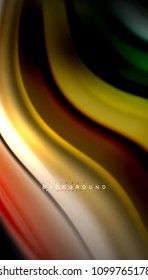 Abstract wave lines fluid rainbow style color stripes on black background. Vector artistic illustration for presentation, app wallpaper, banner or poster