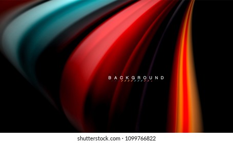 Abstract wave lines fluid rainbow style color stripes on black background. Vector artistic illustration for presentation, app wallpaper, banner or poster
