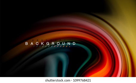 Abstract wave lines fluid rainbow style color stripes on black background. Vector artistic illustration for presentation, app wallpaper, banner or poster