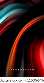 Abstract wave lines fluid rainbow style color stripes on black background. Vector artistic illustration for presentation, app wallpaper, banner or poster