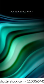 Abstract wave lines fluid rainbow style color stripes on black background. Vector artistic illustration for presentation, app wallpaper, banner or poster