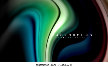 Abstract wave lines fluid rainbow style color stripes on black background. Vector artistic illustration for presentation, app wallpaper, banner or poster