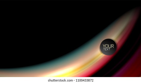 Abstract wave lines fluid rainbow style color stripes on black background. Vector artistic illustration for presentation, app wallpaper, banner or poster