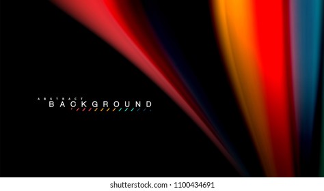 Abstract wave lines fluid rainbow style color stripes on black background. Vector artistic illustration for presentation, app wallpaper, banner or poster