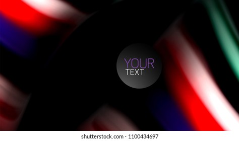 Abstract wave lines fluid rainbow style color stripes on black background. Vector artistic illustration for presentation, app wallpaper, banner or poster