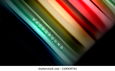 Abstract wave lines fluid rainbow style color stripes on black background. Vector artistic illustration for presentation, app wallpaper, banner or poster