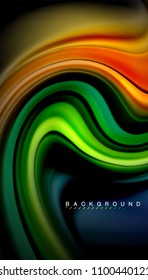 Abstract wave lines fluid rainbow style color stripes on black background. Vector artistic illustration for presentation, app wallpaper, banner or poster