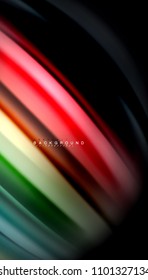 Abstract wave lines fluid rainbow style color stripes on black background. Vector artistic illustration for presentation, app wallpaper, banner or poster