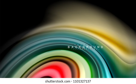 Abstract wave lines fluid rainbow style color stripes on black background. Vector artistic illustration for presentation, app wallpaper, banner or poster