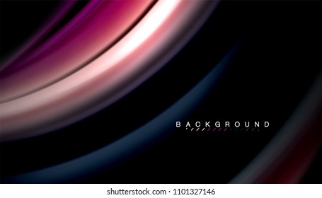 Abstract wave lines fluid rainbow style color stripes on black background. Vector artistic illustration for presentation, app wallpaper, banner or poster