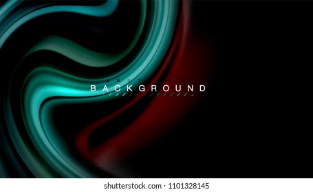 Abstract wave lines fluid rainbow style color stripes on black background. Vector artistic illustration for presentation, app wallpaper, banner or poster