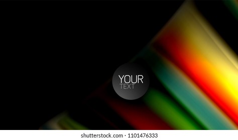 Abstract wave lines fluid rainbow style color stripes on black background. Vector artistic illustration for presentation, app wallpaper, banner or poster