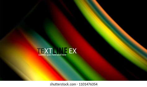 Abstract wave lines fluid rainbow style color stripes on black background. Vector artistic illustration for presentation, app wallpaper, banner or poster