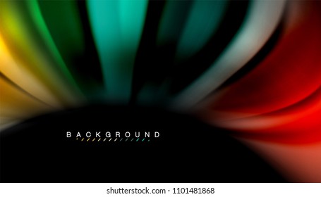 Abstract wave lines fluid rainbow style color stripes on black background. Vector artistic illustration for presentation, app wallpaper, banner or poster