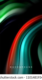 Abstract wave lines fluid rainbow style color stripes on black background. Vector artistic illustration for presentation, app wallpaper, banner or poster
