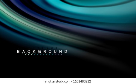 Abstract wave lines fluid rainbow style color stripes on black background. Vector artistic illustration for presentation, app wallpaper, banner or poster