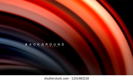 Abstract wave lines fluid rainbow style color stripes on black background. Vector artistic illustration for presentation, app wallpaper, banner or poster