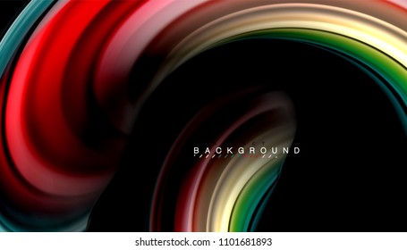 Abstract wave lines fluid rainbow style color stripes on black background. Vector artistic illustration for presentation, app wallpaper, banner or poster