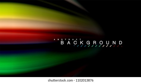 Abstract wave lines fluid rainbow style color stripes on black background. Vector artistic illustration for presentation, app wallpaper, banner or poster