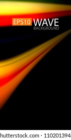 Abstract wave lines fluid rainbow style color stripes on black background. Vector artistic illustration for presentation, app wallpaper, banner or poster