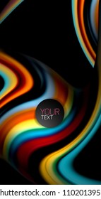 Abstract wave lines fluid rainbow style color stripes on black background. Vector artistic illustration for presentation, app wallpaper, banner or poster