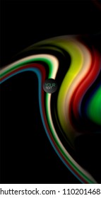 Abstract wave lines fluid rainbow style color stripes on black background. Vector artistic illustration for presentation, app wallpaper, banner or poster