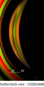Abstract wave lines fluid rainbow style color stripes on black background. Vector artistic illustration for presentation, app wallpaper, banner or poster