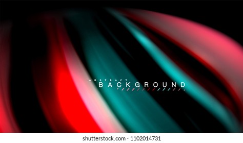 Abstract wave lines fluid rainbow style color stripes on black background. Vector artistic illustration for presentation, app wallpaper, banner or poster