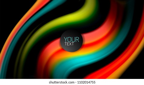 Abstract wave lines fluid rainbow style color stripes on black background. Vector artistic illustration for presentation, app wallpaper, banner or poster