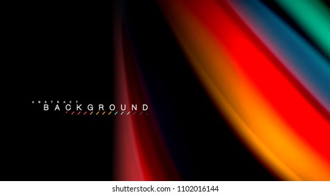 Abstract wave lines fluid rainbow style color stripes on black background. Vector artistic illustration for presentation, app wallpaper, banner or poster