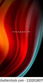 Abstract wave lines fluid rainbow style color stripes on black background. Vector artistic illustration for presentation, app wallpaper, banner or poster