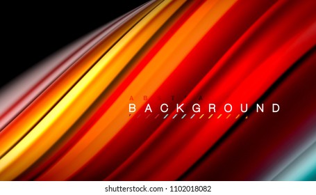 Abstract wave lines fluid rainbow style color stripes on black background. Vector artistic illustration for presentation, app wallpaper, banner or poster