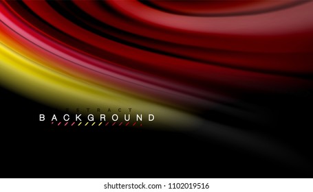 Abstract wave lines fluid rainbow style color stripes on black background. Vector artistic illustration for presentation, app wallpaper, banner or poster
