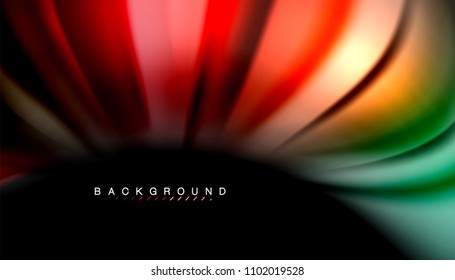 Abstract wave lines fluid rainbow style color stripes on black background. Vector artistic illustration for presentation, app wallpaper, banner or poster