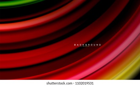 Abstract wave lines fluid rainbow style color stripes on black background. Vector artistic illustration for presentation, app wallpaper, banner or poster