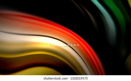 Abstract wave lines fluid rainbow style color stripes on black background. Vector artistic illustration for presentation, app wallpaper, banner or poster