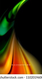 Abstract wave lines fluid rainbow style color stripes on black background. Vector artistic illustration for presentation, app wallpaper, banner or poster
